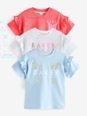 Baker by Ted Baker Frill Detail 100% Cotton T-Shirts 3 Pack - Image 1 of 9