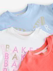 Baker by Ted Baker Frill Detail 100% Cotton T-Shirts 3 Pack - Image 6 of 9