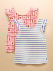 Joules Butterfly Pink/Blue Pack of Two Frill Vests - Image 1 of 9
