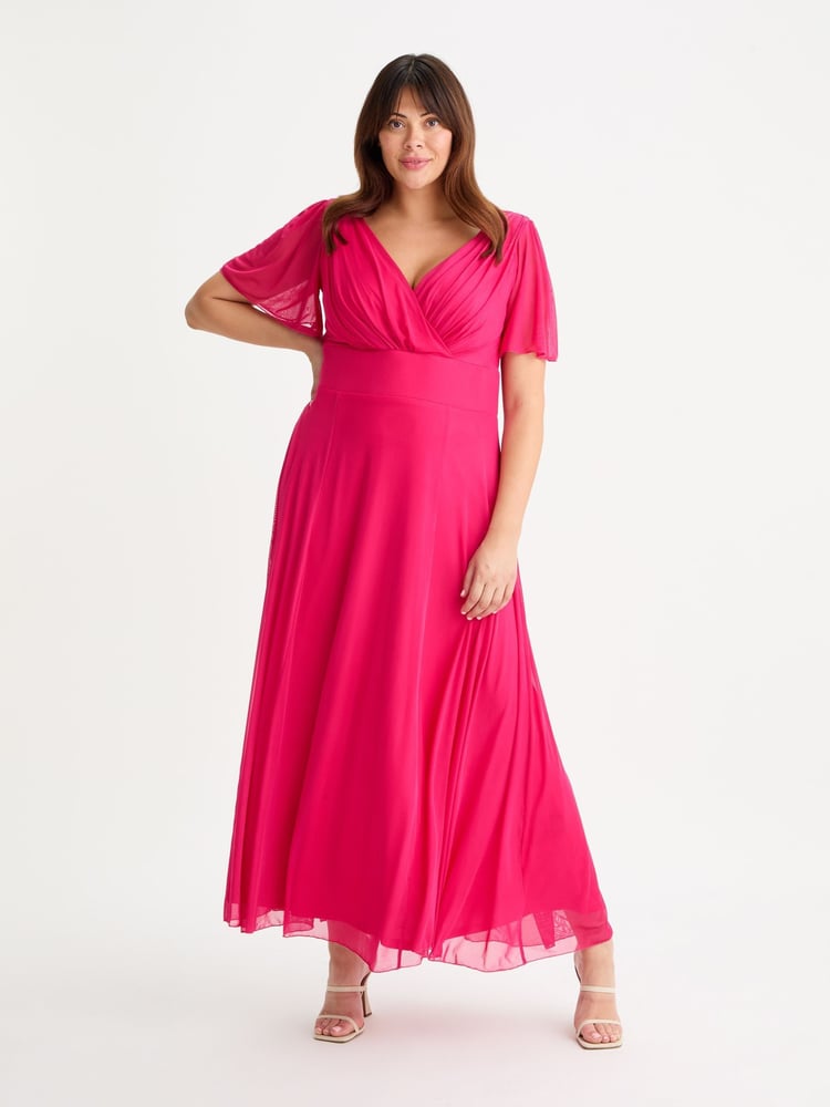 Scarlett & Jo Pink Isabelle Solid Float Sleeve Maxi Dress - Image 1 of 5