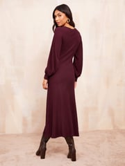 Friends Like These Red Long Sleeve Rib Batwing Midi Dress - Image 4 of 4