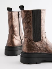 Bronze Snake Print Chunky Tall Chelsea Boots - Image 6 of 9