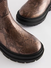 Bronze Snake Print Chunky Tall Chelsea Boots - Image 8 of 9