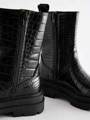 Black Snake Print Chunky Tall Chelsea Boots - Image 4 of 6