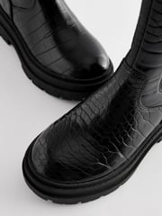 Black Snake Print Chunky Tall Chelsea Boots - Image 5 of 6