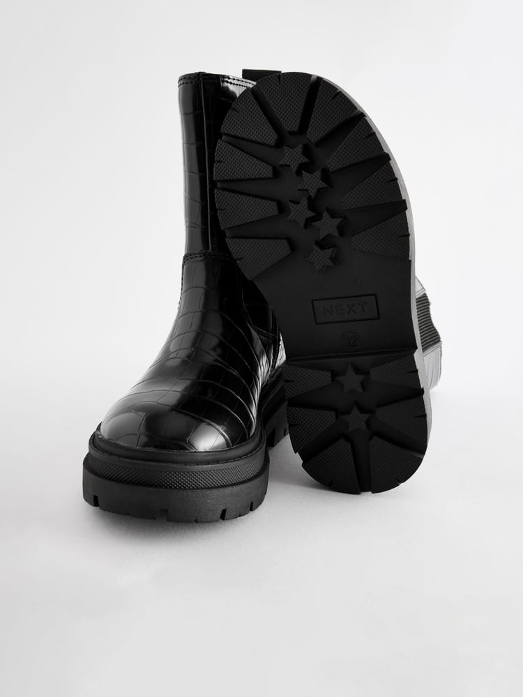 Black Snake Print Chunky Tall Chelsea Boots - Image 6 of 6
