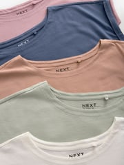 Ecru/Taupe/Brown/Blue/Yellow Cap Sleeve T-Shirts 5 Pack - Image 11 of 12