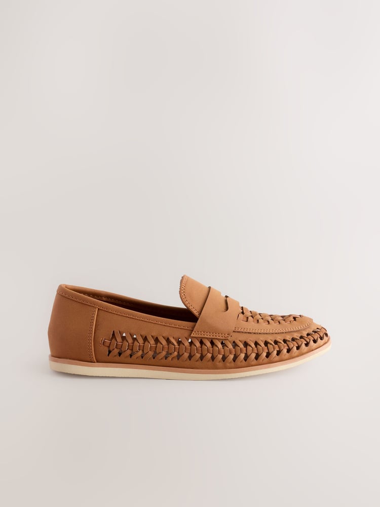 Tan Brown Standard Fit (F) Woven Loafers - Image 2 of 6