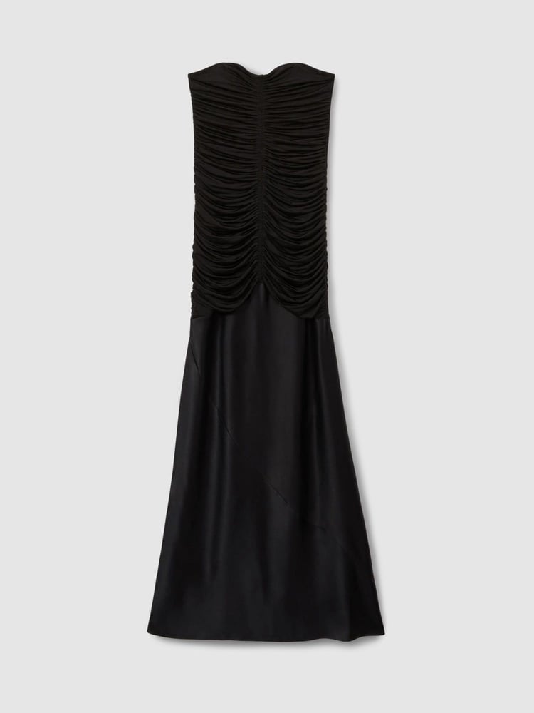 Reiss Black Selina Strapless Ruched Maxi Dress - Image 2 of 5