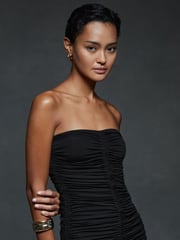 Reiss Black Selina Strapless Ruched Maxi Dress - Image 3 of 5