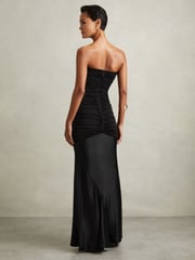 Reiss Black Selina Strapless Ruched Maxi Dress - Image 4 of 5