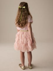 Pink Frill Mesh Floral Printed Skirt (3-16yrs) - Image 3 of 8