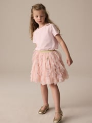 Pink Frill Mesh Floral Printed Skirt (3-16yrs) - Image 4 of 8