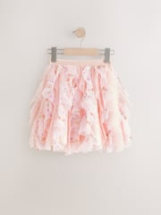 Pink Frill Mesh Floral Printed Skirt (3-16yrs) - Image 6 of 8