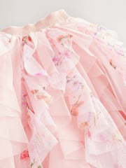Pink Frill Mesh Floral Printed Skirt (3-16yrs) - Image 7 of 8