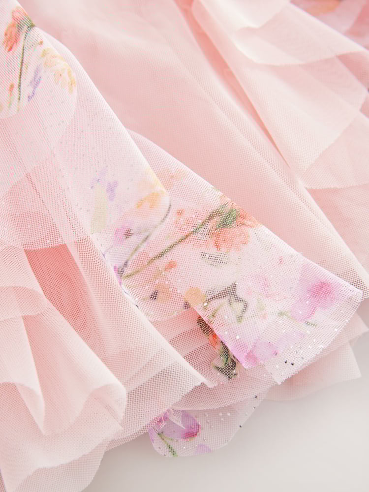 Pink Frill Mesh Floral Printed Skirt (3-16yrs) - Image 8 of 8