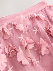 Pink 3D Flower Mesh Skirt - Image 8 of 8