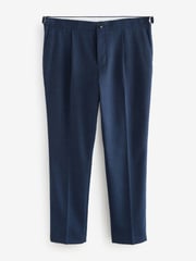 Navy Blue Slim Fit Textured Side Adjuster Trousers - Image 6 of 9
