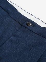 Navy Blue Slim Fit Textured Side Adjuster Trousers - Image 7 of 9