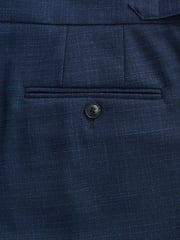 Navy Blue Slim Fit Textured Side Adjuster Trousers - Image 8 of 9