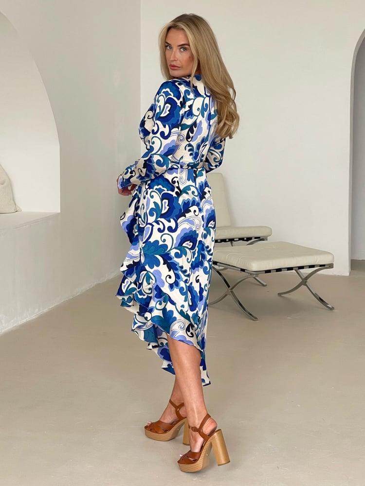Girl In Mind White Tanya Asymmetric Wrap Midi Dress - Image 2 of 4