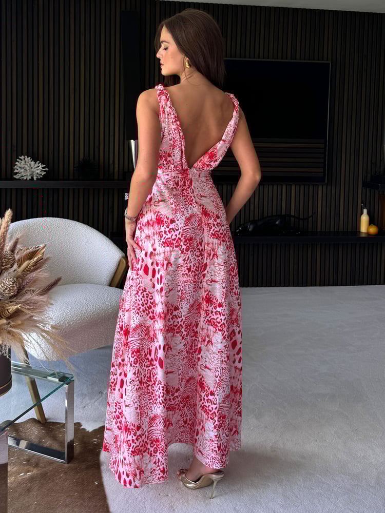 Girl In Mind Red Roma Animal Maxi Dress - Image 2 of 4
