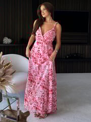 Girl In Mind Red Roma Animal Maxi Dress - Image 3 of 4