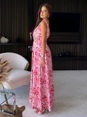 Girl In Mind Red Roma Animal Maxi Dress - Image 4 of 4