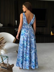 Girl In Mind Blue Roma Animal Maxi Dress - Image 4 of 4