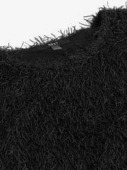 Black Short Sleeve Fluffy Top - Image 6 of 7