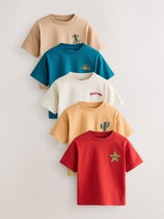 Multi Western Short Sleeve T-Shirts 5 Pack (3mths-7yrs) - Image 1 of 3