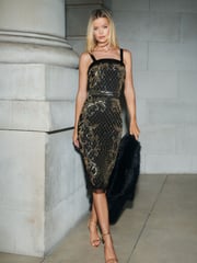 Lipsy Black Premium Hand Embellished Sequin Velvet Mix Midi Dress - Image 4 of 4