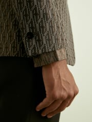 Reiss Chocolate Brown Delt Monogram-Jacquard Twill Blazer - Image 3 of 7