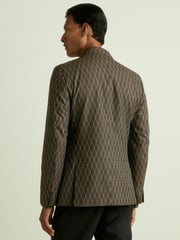 Reiss Chocolate Brown Delt Monogram-Jacquard Twill Blazer - Image 4 of 7