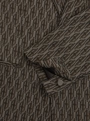 Reiss Chocolate Brown Delt Monogram-Jacquard Twill Blazer - Image 7 of 7