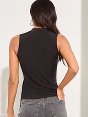 Lipsy Black Jersey Twist High Neck Top - Image 4 of 4