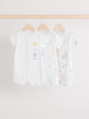 White Safari Baby Rompers 3 Pack (0mths-2yrs) - Image 1 of 10