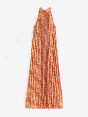 Jolie Moi Orange Halter Neck Pleated Maxi Dress - Image 7 of 7