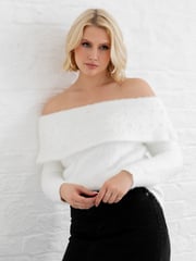 Lovedrobe Pearl Detail Bardot Jumper Dress - Image 3 of 6
