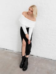 Lovedrobe Pearl Detail Bardot Jumper Dress - Image 4 of 6