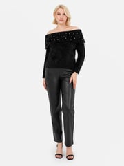 Lovedrobe Pearl Detail Bardot Jumper Dress - Image 1 of 6