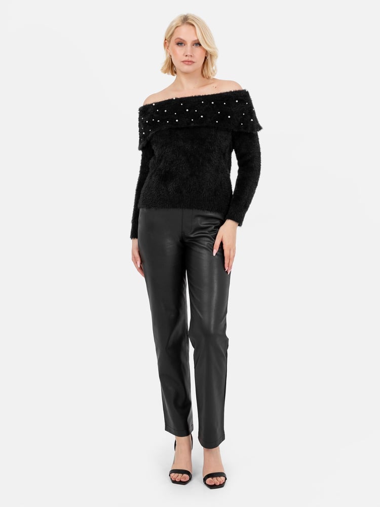 Lovedrobe Pearl Detail Bardot Jumper Dress - Image 1 of 6