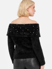 Lovedrobe Pearl Detail Bardot Jumper Dress - Image 2 of 6