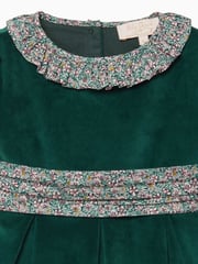 Trotters London Green Liberty Print Christmas Ragged Robin Velvet Party Dress - Image 3 of 3