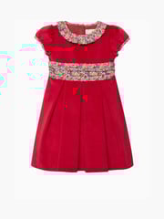 Trotters London Red Liberty Print Emma And Georgina Velvet Party Dress - Image 1 of 3