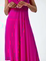 Roman Pink Pleat Detail Stretch Wrap Dress - Image 5 of 5