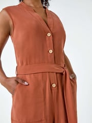 Roman Brown Button Detail Pocket Jumpsuit - Image 5 of 5