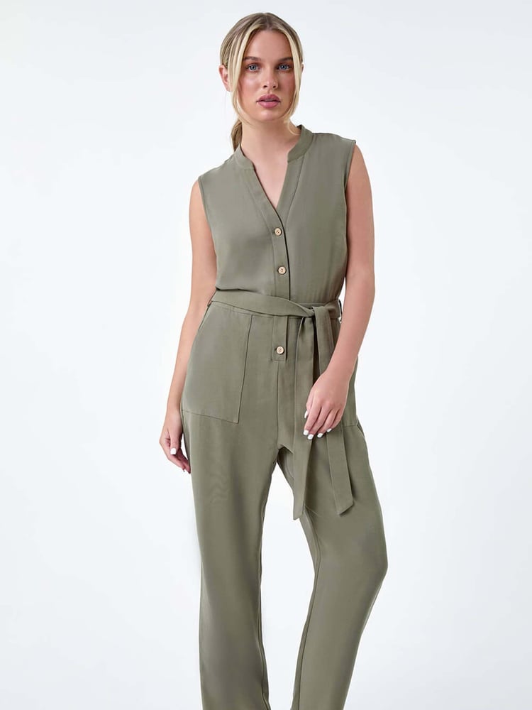 Roman Green Button Detail Pocket Jumpsuit - Image 2 of 5