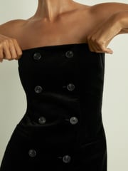 Reiss Black Ilze Bandeau-Neck Velvet Mini Dress - Image 4 of 6