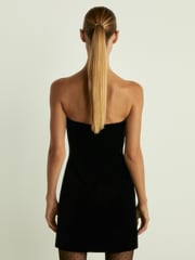 Reiss Black Ilze Bandeau-Neck Velvet Mini Dress - Image 5 of 6